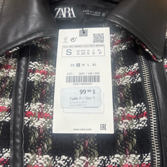NWT Zara Women's Tweed Biker Style Blazer Jacket Small - Picture 3 of 10